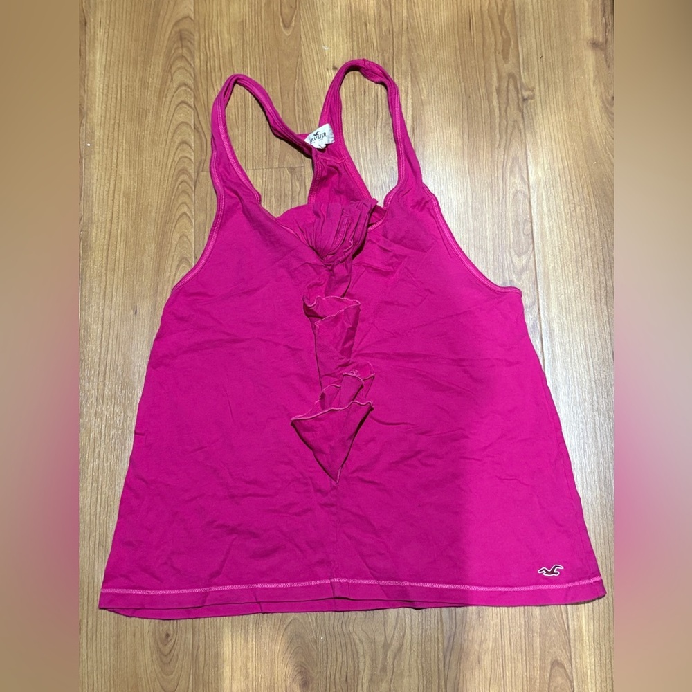 Hollister Hot Pink Ruffle Racerback Tank